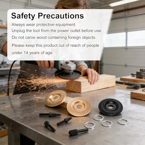14pcs Angle Grinder Wood Carving Discs Set for 4" or 4.5" Angle Grinders