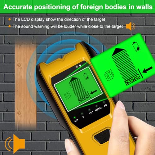 Stud Finder Wall Scanner, 5 in 1 Multifunction Stud Locator with Upgraded Smart Sensor, HD LCD Display and Audio Alarm for The Center & Edge of Metal, Studs, AC Wire, and Pipe Detection (Butter) - color: Butter