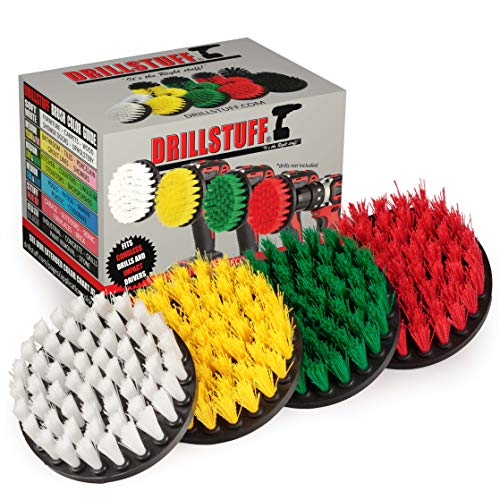 4in Soft, Medium and Stiff Drill Brush Attachment Power Scrubber Brush Set - size: 4in Diameter Brushes (4 Piece Set)