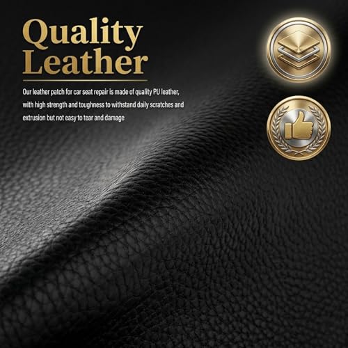 2PCS 8"x4" PU Leather Repair Patch,Self-Adhesive Leather Repair Kit to Repairs Cracks/Holes,Versatile Leathers Patch for Car Seat Repairs & Furniture & Vinyl Surface - color: Non Porous/2PCS