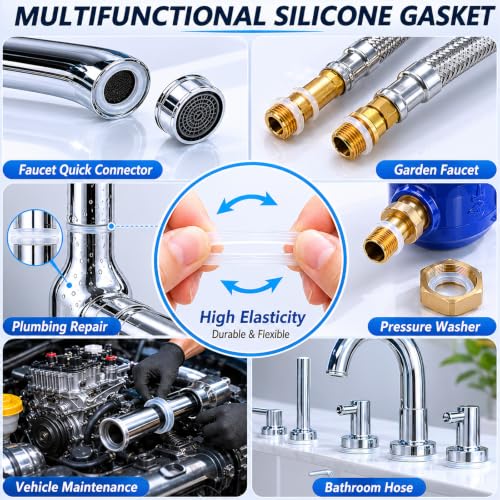 5PCS Basin Wrench Set with 80 Silicone O-Rings for Sink Faucet Repair