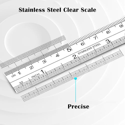Steel Rulers 6 8 12 16 inch Imperial Metric Systems Thick Metal Deeper Clear Scale School Students Drafting Architect Carpenter Engineer Measuring Tool - size: 6,8,12,16 inch