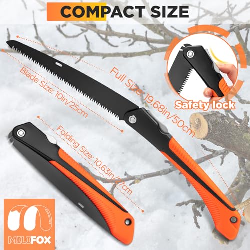 Folding Hand Saw, 10 in Pruning Saw with Triple-Cut SK5 Blade