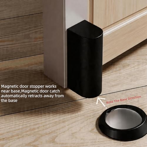 PANALI Magnetic Door Stopper, Door Stop Floor Mount, 1Pack, Black - color: Matt Black