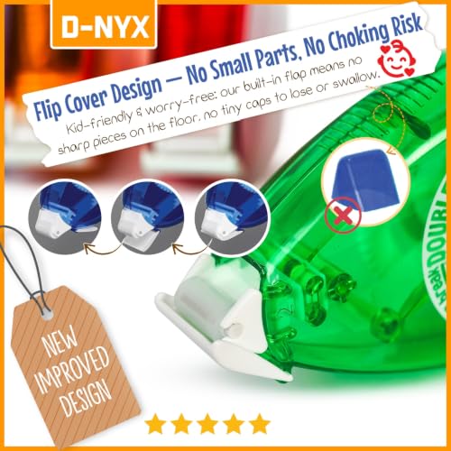D-NYX Double Sided Tape Scrapbook Tape Roller, Adhesive Glue Runner, Scrapbooking Journaling Supplies, Must Have Glue Tape Roller for Paper Art & Craft Card Making Gift Wrapping Office School Home - size: 4 Pack