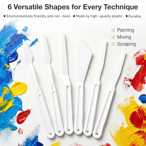 30Pcs Plastic Spatula Palette Knives Painting Knives for Mixing, Spreading, Scratching, Layering Colors Flexible Art Tools Pallet Knife for Acrylic Paint Painting Knife Mixing,Spreading
