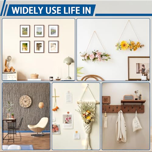 308Pcs Picture Hanging Kit, Hanging Hardware with Hooks, D Ring, Nails, Wire Wall Hanging Kits with Magnetic Level, Small Pink Claw Hammer for Hanging Pictures Frame Painting Home Office Wall Decor
