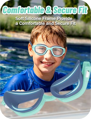 Vvinca Kids Swim Goggles, Swimming Goggles for Kids 3-14 Anti-Fog UV Protection No Leak Pool Glasses for Boys Girls - color: 06-blue & Green
