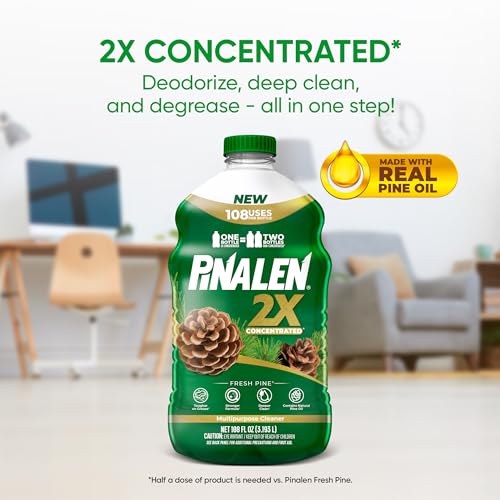 PINALEN 2X Max Aromas Concentrated Multipurpose Cleaner - Fresh Pine Scent - 108 fl oz - All Purpose Cleaner for Kitchen, Bathroom, Floors & Outdoors (Pack of 2) - size: 108 Fl Oz (Pack of 2)