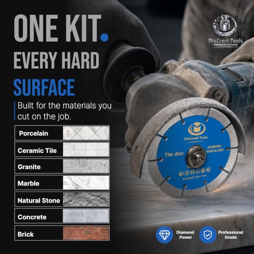 16-Piece Diamond Hole Saw Kit – Vacuum-Brazed Diamond Drill Bits for Tile, Porcelain Tile, Ceramic, Granite & Marble – Includes Finger Bits, Dust Guard, Adapter & Carrying Case