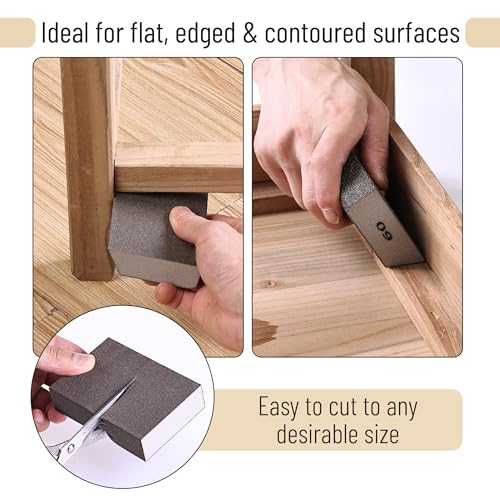 Bates- Sanding Sponge, 8 pcs, 60 Grit, Washable and Reusable, Sandpaper Block, Sanding Blocks for Wood, Sanding Pad, Drywall Sanding Block, Drywall Sanding Sponge - size: 8 Pack, 60 Grit