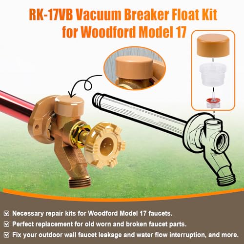 RK-17VB Outdoor Faucet Repair Kit for Woodford Model 17 Outside Faucets Vacuum Breaker Float Kit Include Caps Bodies Floats, 12PCS Set - style: RK-17VB
