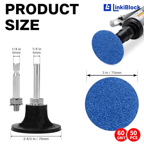 50Pcs 3 inch R-Type Quick Change Zirconia Surface Conditioning Sanding Discs Set 60 Grit with Adapter & Backing Pad - style: 60 Grit