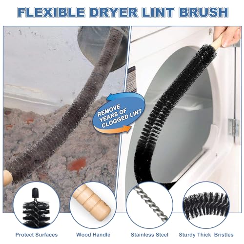 PetOde 2Pcs Dryer Vent Cleaner Kit Universal Vacuum Hose Attachment & Brush - color: Blue