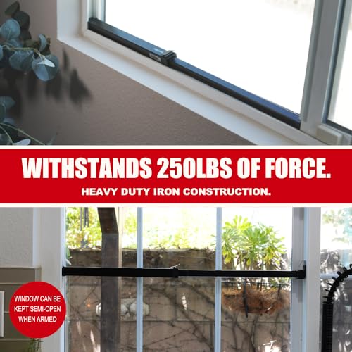 SecurityMan Window Security Bar - Easy Install for Horizontal/Vertical Windows - Adjustable Window Lock Bar (Child Proof/Heavy Duty Iron) - Extendable (14.25" to 37") Security Bars for Windows - Black - color: Black