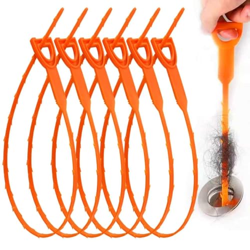 Drain Snake Clog Remover - 6Pack 20 Inch Flexible Hair Removal Tool for Sink Shower Tub Toilet, Cleaner with Grip Handle Easy Use Kitchen and Bathroom Opener- AsonTao - color: Drain clog remover 6Pcs