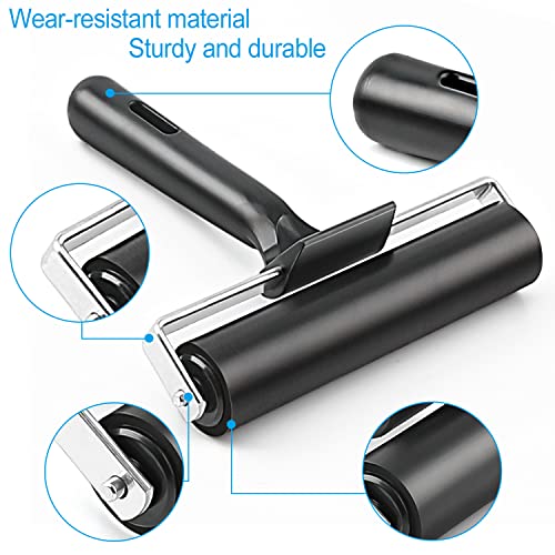 Rubber Roller, Ideal for Anti Skid Tape Construction Tools, Print, Ink and Stamping Tools (8-Inch, Black) - size: 8-Inch