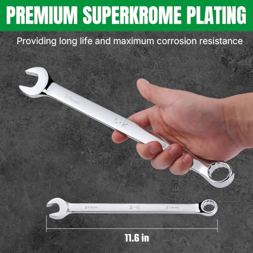 SK 21 mm Combination Wrench, Metric, Premium CR-V Steel - size: 21 mm