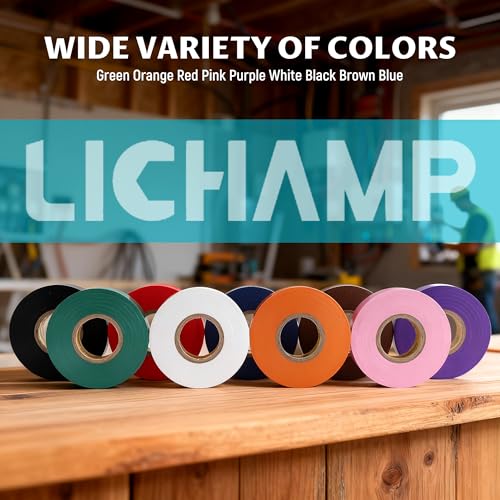 Lichamp 20-Pack Colored Electrical Tape Waterproof, 3/4 in x 66ft, UL/CSA