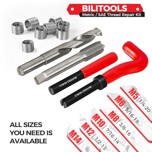 BILITOOLS M14x1.5 Helicoil Thread Repair Kit Metric, HSS Drill Heli Coil Repair Kit - size: M14 x 1.5, style: Metric