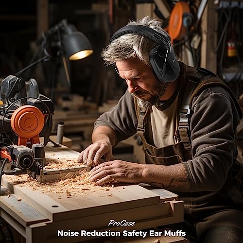 ProCase Hearing Protection Ear Muffs SNR 33dB, Noise Cancelling Headphones - color: 1 - 1 Black