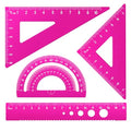 Honagu Triangular Ruler Set, 4 Pieces Aluminum Alloy Ruler, Metal Drafting Ruler, Geometric Protractor for Students, Draftsmen, Engineers, School Office Supplies (Pink) - color: Pink