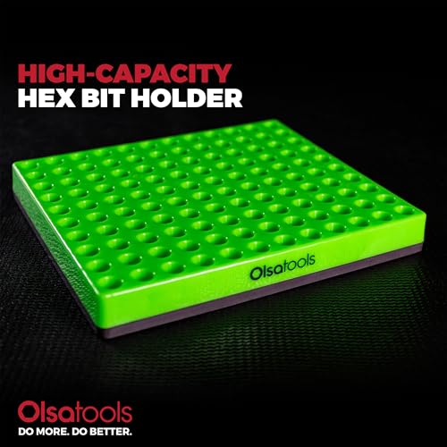 Olsa Tools Extra Large Hex Bit Organizer - Magnetic Base Tool Organizer - Screwdriver Bit Holder for Shop and Garage - Durable Construction - Professional Grade (Green, XL - 1pc) - color: Green, size: XL - 1pc