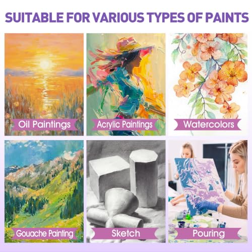 ESRICH 20x20 Stretched Canvas for Painting, 3 Pack Square Canvas for Painting Primed Acid-Free Framed Blank Canvas, Art Canvases for Beginners & Artists to Paint Oil, Acrylic, Pouring Painting. - size: 20x20in-3Pack