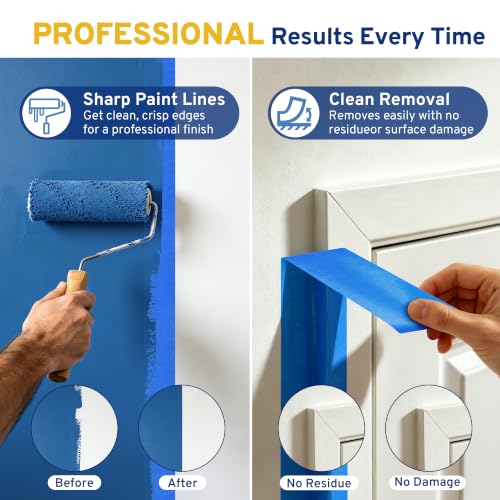 24 Rolls Painters Tape 2 Inch Wide, Blue Masking Tape Bulk - size: 2 inch wide