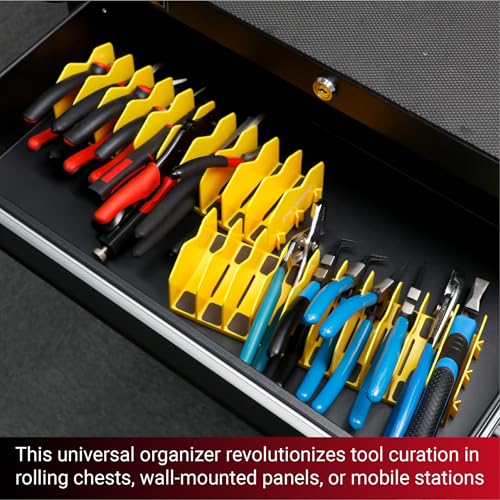 Plier Organizer, Plier Rack, Plier Holder and Cutter Organizer with Non-Slip Rubber Base, Tool BoxOrganizer, PlierOrganizer for Tool Box Drawer, 20 slots, ToolStorage, PlierRack (2 PC-Yellow) - size: 2 PC-Yellow