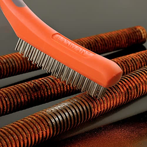 MAXMAN Wire Brush 2Pcs, 10" Stainless & Carbon Steel Bristles, Rust Remover
