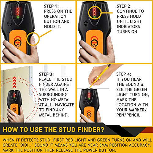 Stud Finder & Multifunction Device (Laser Level line, Leveler, Metric Ruler) - Stud Finder Wall Scanner With Laser Level Can Be Used as Pictures Hanging Tool and Ruler