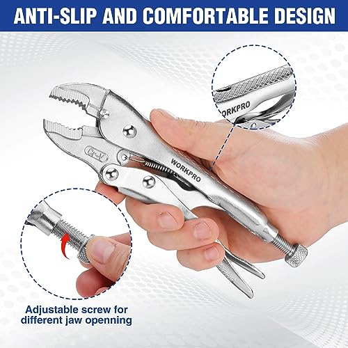 WORKPRO Locking Pliers, 7-inch Curved Jaw Vice Grips pliers - size: 7"