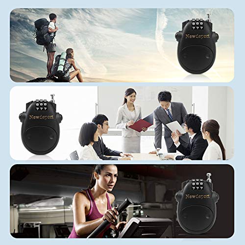 Retractable Cable Lock, 3-Digit Combination Lock with 3ft Steel Cable for Bike, Ski, Snowboard, Scooter, Skateboard & Stroller