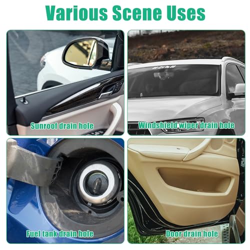 lasuroa 9.84ft 2pcs Auto Sunroof Drain Cleaning Tool, Flexible Sunroof Drain Line Cleaner Tube Cleaning Brush Long Slim Drain Dredge Cleaning Tool for Car Windshield Wiper Drain Hole