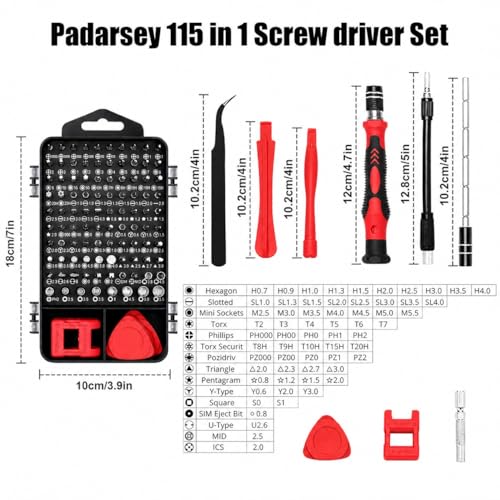 Screwdriver Set Precision Repair Tool Kit with Magnetic Bits and Storage Case for Electronics and Household Use - color: Red