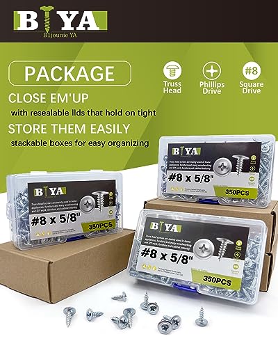Wood Screws,#8×5/8 inch 350Pcs Silver Phillips Truss Head Screws - color: Silver, size: #8×5/8"