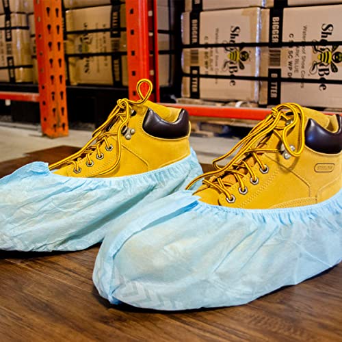 ShuBee Original Disposable, Extra-Large Boot and Shoe Covers, Thicker & Stronger, Durable Protection for Floors - 50 Pairs - color: Light Blue