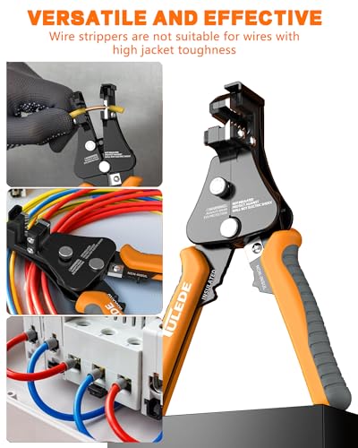 Automatic Wire Stripper, 3 in 1 Stripper/Cutter/Crimping Heavy Duty Multi-Function Wire Strippers Tool for 8-18 AWG Electrical Wire, 7 Inch