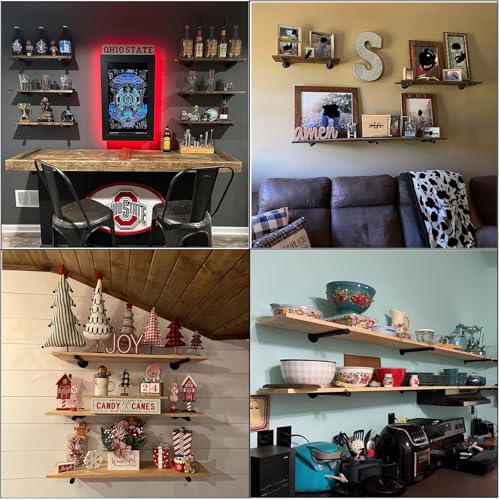 12 Inch Industrial Pipe Shelf Brackets Set of 8 - Black Iron Rustic Wall Mounted DIY Shelving Brackets Hanging Custom Pipe Brackets for Floating Shelves - size: 12 inch 8 pack, style: 8 Pack