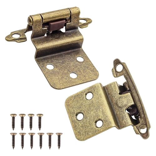 3/8" Inset Antique Brass Cabinet Door Hinges, 20 Pack (10 Pairs) - color: Antique Brass, size: 20 Pack (10 Pairs)