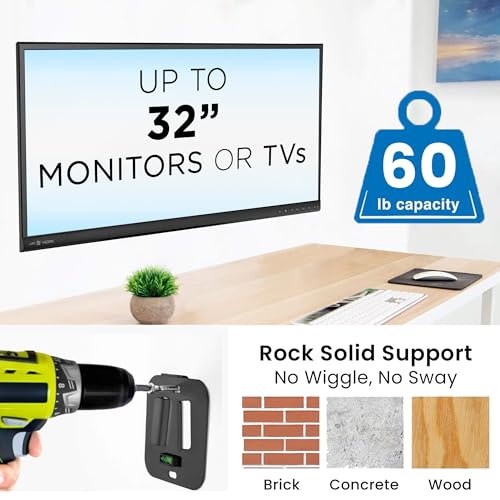 Mount-It! Ultra Low Profile Fixed TV Wall Mount for 13 to 32" Inch Screens, Slim TV Wall Mount Fits VESA 75 and 100 mm, Flush TV Bracket 0.55" Design with 60 lb Capacity, Built-in Bubble Level - size: 13" - 32" Screens