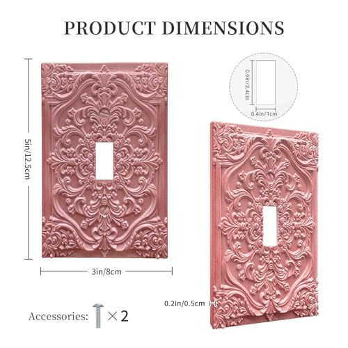Decorative Light Switch Plate Covers Pink Flower Elegant 3D Floral Embossed 1 Gang Light Switch Cover Plate Single Toggle Wall Plate Outlet Covers Faceplate for Bedroom Home Decor - color: Pink, size: 1-Gang Toggle/ 5 x 3 IN