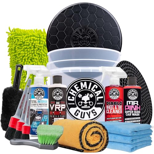 Chemical Guys 17-Piece Car Detailing Kit, Interior & Wheel Cleaner & Wash