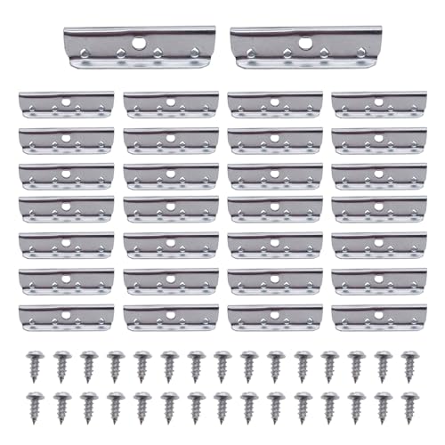 30 Pcs Metal End Clips for Rubber Webbing, 1/2 * 2" Replacement Upholstery Furniture Webbing End Clips for Sofa Chair Furniture with Screws