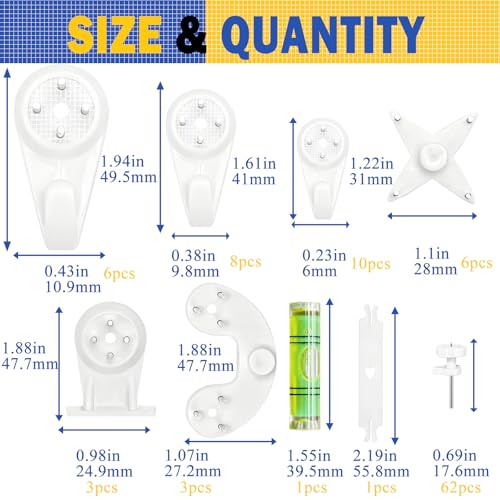 100PCS Picture Hanging Kit,Picture Hangers Concrete Wall Hooks Cinder Block Wall Hangers,Picture Hangers for Concrete Walls,Hardwall Hangers for Photo Frame,Canvas,Clock, House Decoration - size: Mixed-100pcs