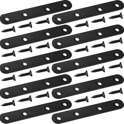 4.8" Black Flat Bracket Mending Plate Straight Brace,10 Pack - color: Black, size: 10 Pcs / 4.8 x 0.8 in