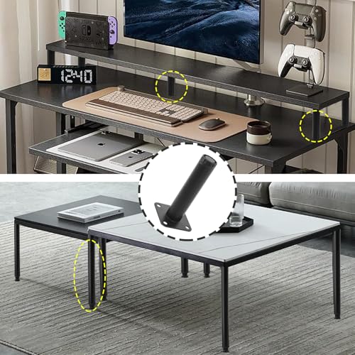 4 Inch Adjustable Steel Furniture Legs 4-Pack 1" Dia (Black) - size: 4 Inch