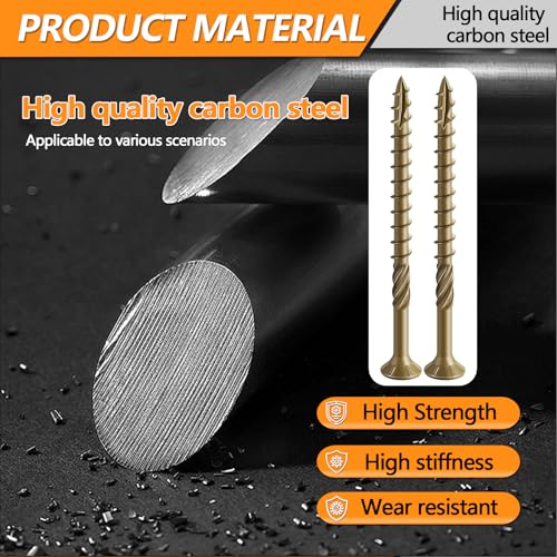 #8#10 Wood Screws Kit, 6 Sizes (1-1/4", 1-5/8", 2", 2-1/2", 3", 3-1/2") - color: Yellow