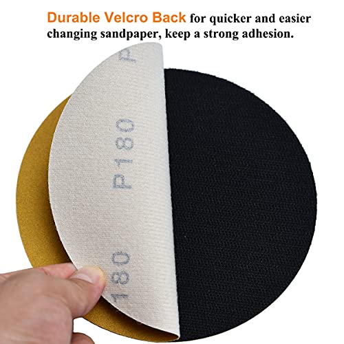 6-Inch No-Hole Hook and Loop Gold Sanding Discs 180-Grit, 100-Pack - size: 180 Grit